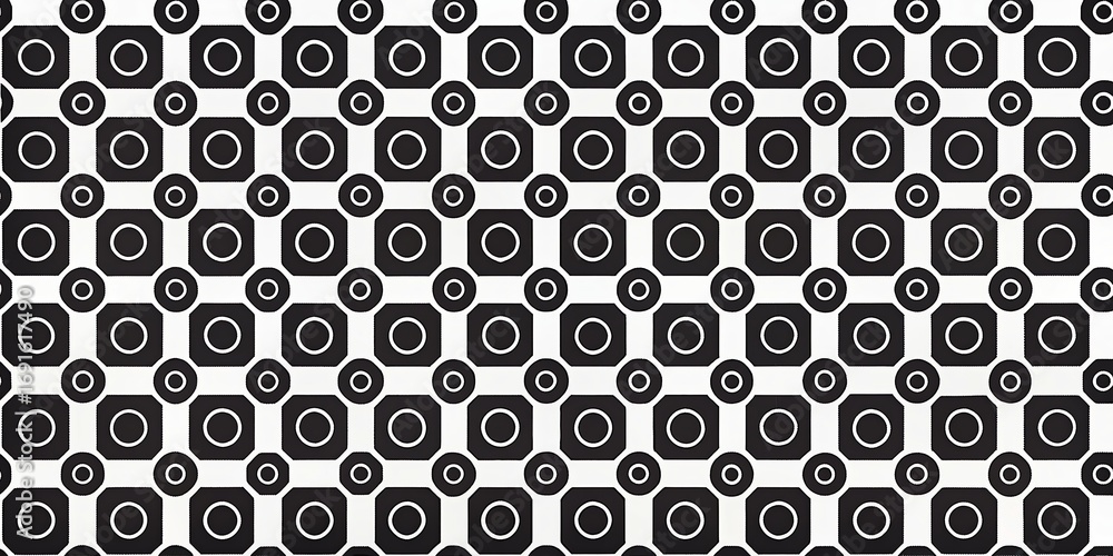 Aufkleber abstract geometric pattern with repeating squares and circles in a monochrome black and white design