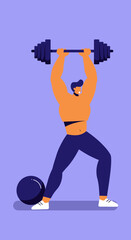 Strong person lifts a heavy barbell overhead, demonstrating power and determination in a fitness workout. Great for health, exercise, and gym concepts.