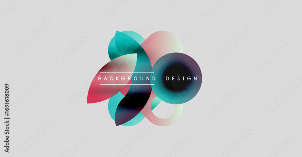 Aufkleber abstract floral shapes overlap, creating vibrant color gradients. text reads background design cente