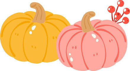 Pastel Pumpkin Illustration, Cozy Autumn Harvest Clipart, Cute Fall Pumpkin Graphic, Thanksgiving Seasonal Design for Stickers and Prints