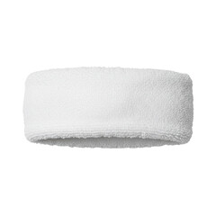 Soft, white terrycloth headband for sports, fitness, and sweat absorption, isolated on white background