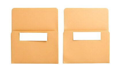 brown envelope isolated on white background ,Office Supplies with Open  Envelopes and Blank White Label
