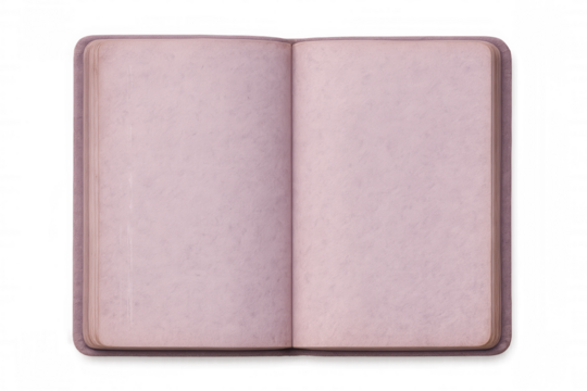 Book mockup displaying empty pages, transparent background enabling seamless graphic placement and design integration