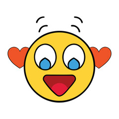 A cute emoticon with sparkling eyes, blushing cheeks, and a heart beating fast, showing pure love and excitement, perfect for expressing affection and joy.
