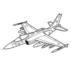 A combat aircraft illustration vector style coloring page