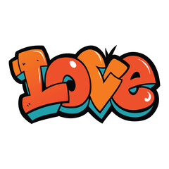 Bold and vibrant love graffiti design typography, filled with artistic street-style charm, splashes of color, and expressive strokes to spread passion and positivity.
