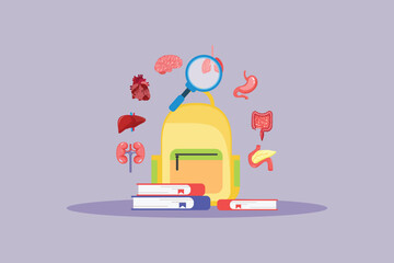 School subject biology. School Subject Concept. Colored flat vector illustration isolated