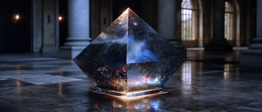 "Casanova Erotic Geometry" | Venetian Masks Forming Polyhedron, Mirrors Reflecting Affair Coordinates, Ribbons Wrapping Emotional Equations