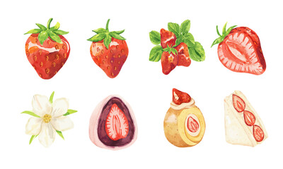 Watercolor Strawberry Elements 03