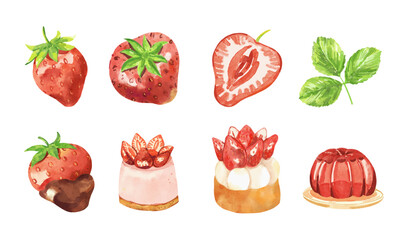 Watercolor Strawberry Elements 02