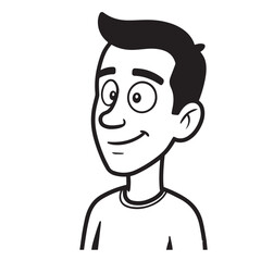 Handsome Man Black and White Illustration Vector Image Male Portrait Fashion Sketch Line Art Design	