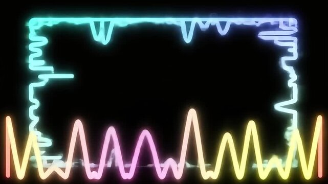 Colorful Neon Audio Waveform Equalizer Frame Animation on a Black Background.
