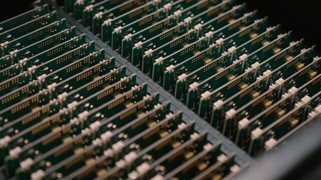 Slow motion of electronic components in close focus, detailed technology shot