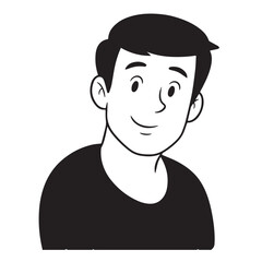 Handsome Man Black and White Illustration Vector Image Male Portrait Fashion Sketch Line Art Design	