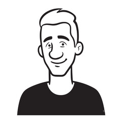 Handsome Man Black and White Illustration Vector Image Male Portrait Fashion Sketch Line Art Design	