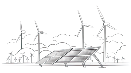 Continuous line drawing of renewable energy eco friendly sustainability illustration isolated on white background