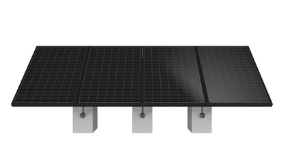 Black solar panels on white background