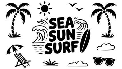 Sea Sun Surf: Summer Vibes Graphic Design Elements
