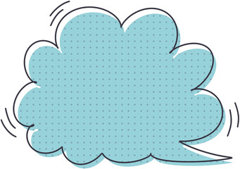 Blue Horizontal Cloud Speech Bubble Background, Isolated Design. Cartoon Chat Decorative Graphic
