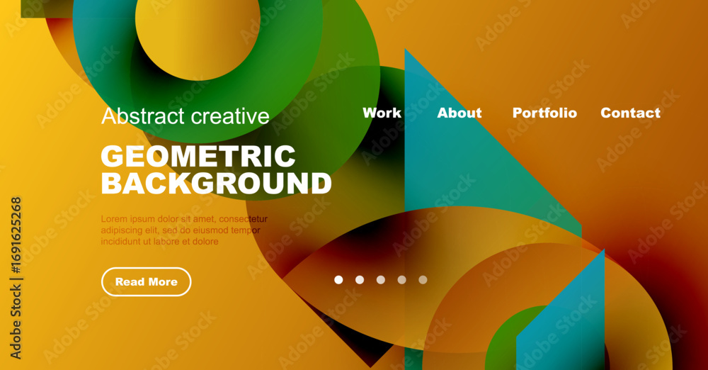 Poster abstract geometric design. vibrant colors overlap, creating dynamic visual experience. website heade