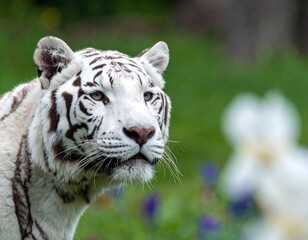 Close-up of a white tiger in a park