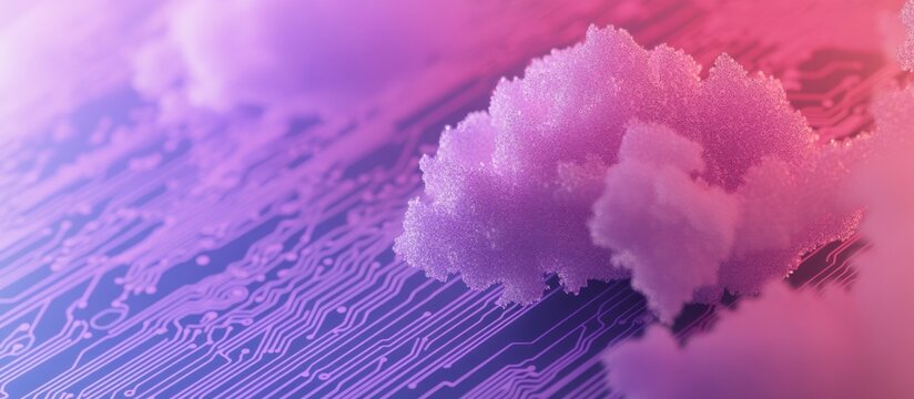 Abstract representation of cloud computing with vibrant colors and details
