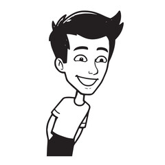 Handsome Man Black and White Illustration Vector Image Male Portrait Fashion Sketch Line Art Design	
