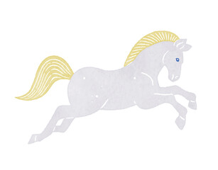 走る白い馬　ウマ　うま　午　white horse