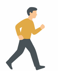 Naklejka premium A flat design vector illustration of a man jogging or walking briskly, symbolizing a healthy lifestyle and the concept of moving forward