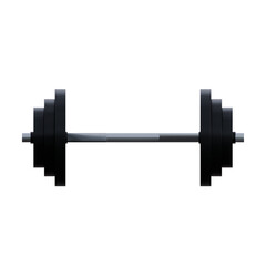 Minimalist 3D render of a black barbell with symmetrical weight plates.