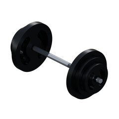Minimalist 3D render of a black barbell with symmetrical weight plates.