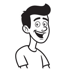 Handsome Man Black and White Illustration Vector Image Male Portrait Fashion Sketch Line Art Design	
