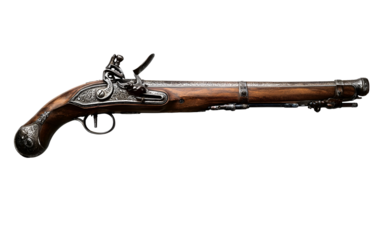 An antique musket depicting the craftsmanship and design of historical firearms from centuries past.