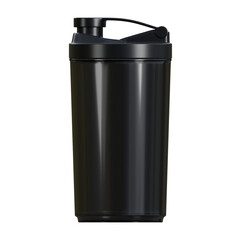 Modern 3D render of a semi-transparent black gym water bottle with realistic plastic texture.