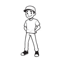 Handsome Man Black and White Illustration Vector Image Male Portrait Fashion Sketch Line Art Design	
