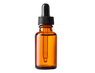 Fototapeta premium A clear glass dropper bottle filled with liquid, ideal for essential oils or medicinal products. Perfect for beauty and health applications.