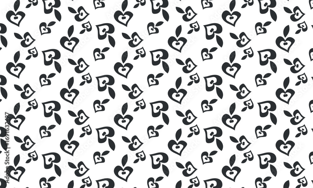 Aufkleber heart and leaf pattern vector background with organic shapes and subtle textures for textile design,