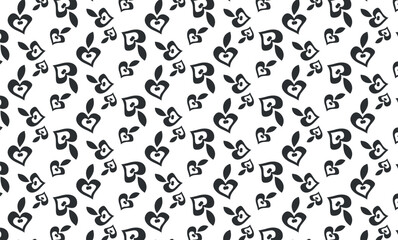 Heart and Leaf Pattern Vector Background with Organic Shapes and Subtle Textures for Textile Design, Wallpaper, and Creative Projects with a Natural Feel