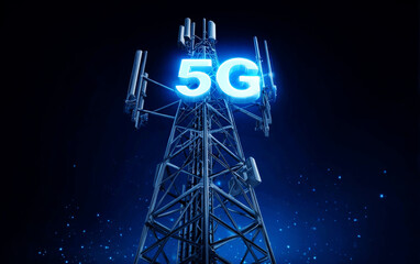 5G communication tower showing advanced wireless technology