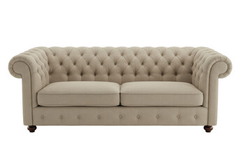 Fototapeta premium Elegant Beige Chesterfield Sofa with Button Tufting and Rolled Arms.