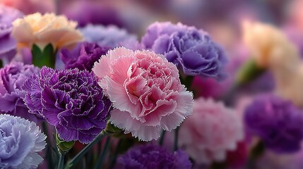 Close Colorful Carnation Flowers Shades