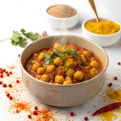 A hearty and flavorful North Indian curry made with chickpeas simmered in spicy tomato-onion gravy,