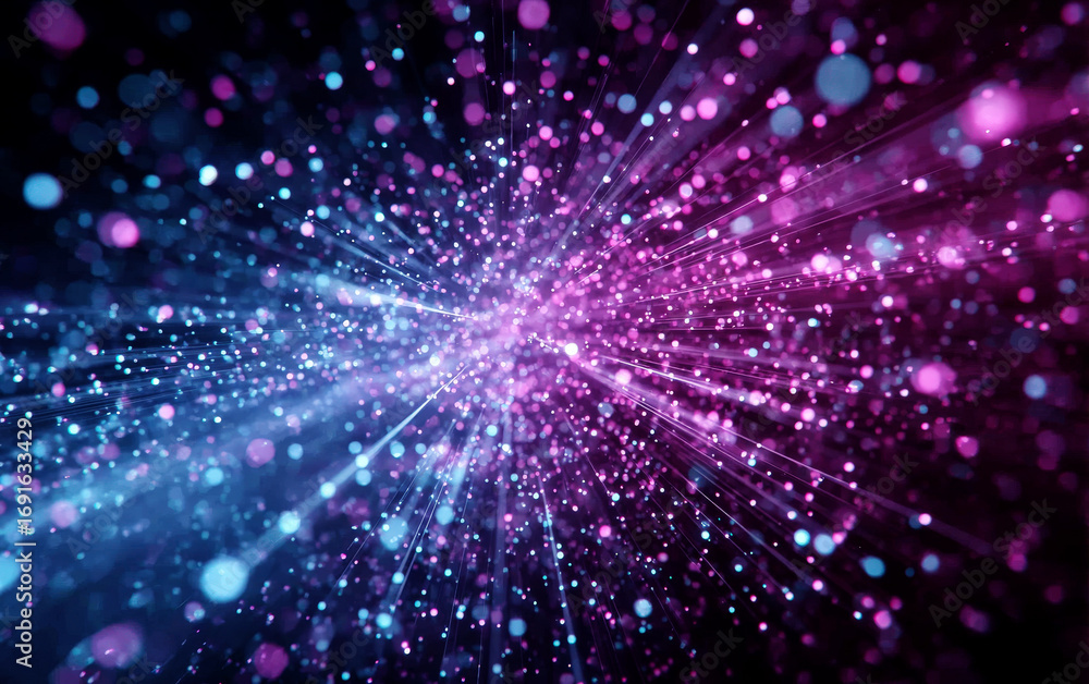 Poster vibrant and colorful abstract light particles explosion effect