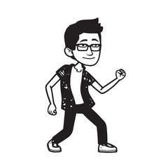 Handsome Man Black and White Illustration Vector Image Male Portrait Fashion Sketch Line Art Design	
