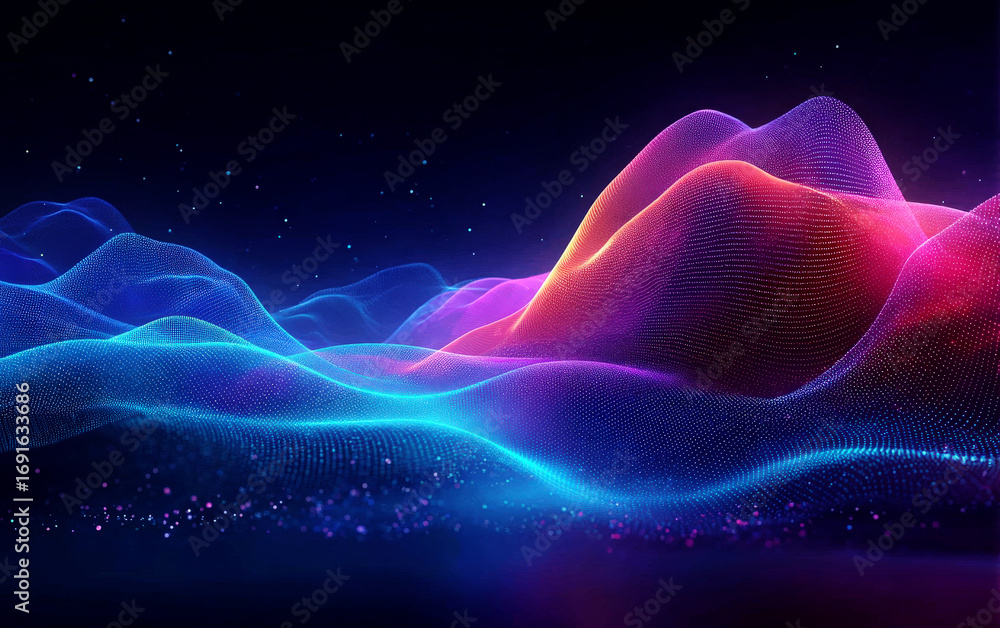 Poster vibrant and futuristic abstract wave pattern with colorful lights