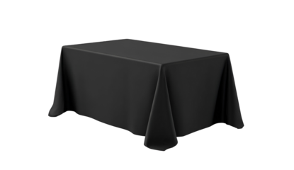 A simple black table with a smooth surface, perfect for various events or setups. Versatile for dining or decorative arrangements.