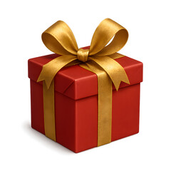Obraz premium Red Gift Box with Golden Ribbon and Bow – Christmas Holiday Present Illustration | Transparent Background