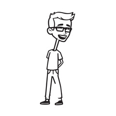 Handsome Man Black and White Illustration Vector Image Male Portrait Fashion Sketch Line Art Design	
