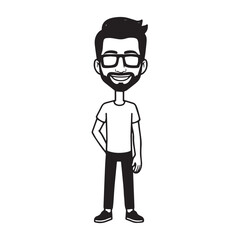 Handsome Man Black and White Illustration Vector Image Male Portrait Fashion Sketch Line Art Design	
