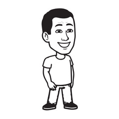 Handsome Man Black and White Illustration Vector Image Male Portrait Fashion Sketch Line Art Design	
